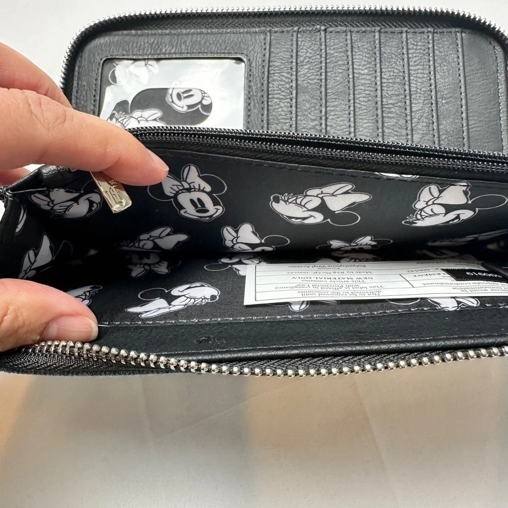 Loungefly Disney Minnie Mouse Denim Polka Dot Zip Around Wallet NWOT